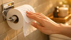 新品のトイレットペーパーの端が剥がれないときは、引っ張る前に親指でならすだけ