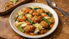 惣菜の唐揚げが主菜に変わる：白菜と青菜のとろ〜りあんかけ炒めレシピ