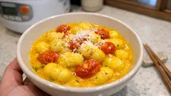 黄パプリカの甘みでつくる、なめらか「パプリカクリームのニョッキ」—炒めて蒸して、あとは撹拌