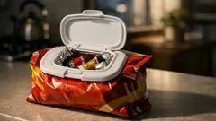 100均のウエットシートのフタでお菓子袋を再封っぽくする裏ワザ