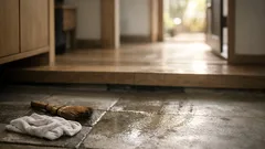 玄関掃除で水を流しすぎないほうがいい理由と、滑りにくく仕上げるコツ